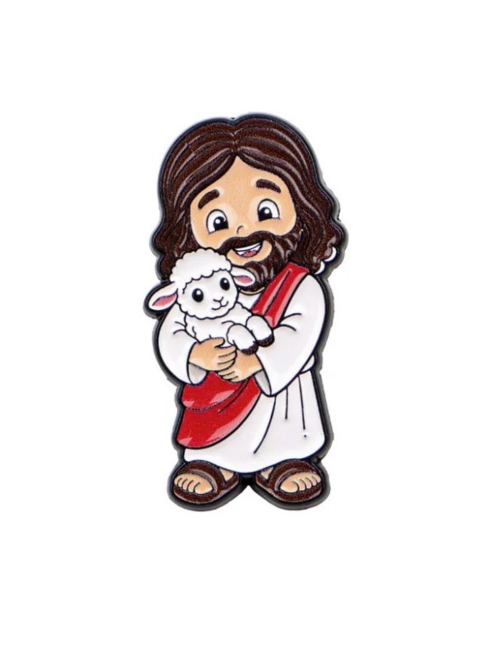 Jesus Holding Lamb Pin Christian Faith Shepherd Religious Lapel Brooch
